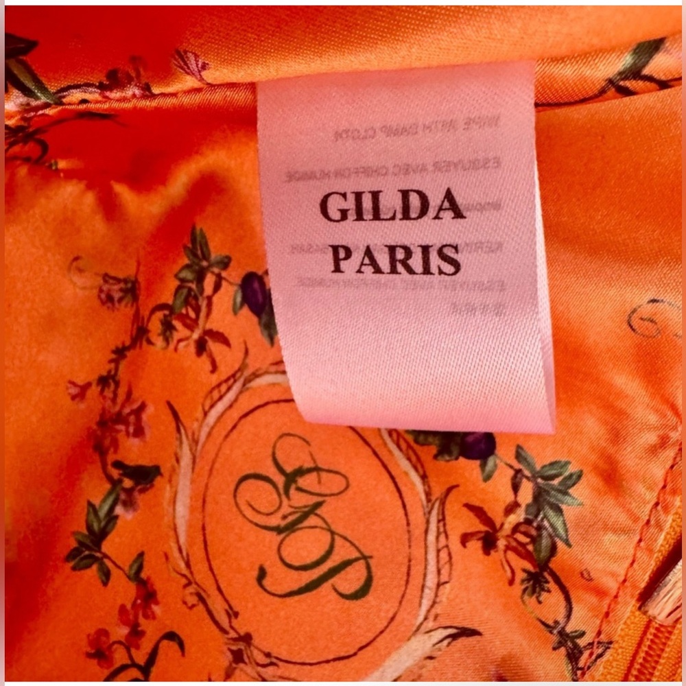 🌟🌟🌼NWT Gilda Paris NWT Tan and Orange Tote with Signature Monogram - Picture 9 of 10